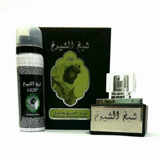 عطر شيخ الشيوخ للعود 50 مل + مزيل العرق 50 مل للنساء والرجال من ارض الزعفران للعطور